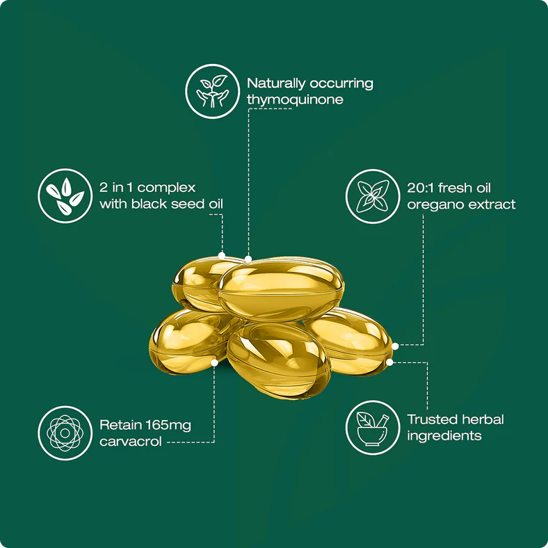 Resilia Softgels with Black Seed Oil 6000mg – Organic Oregano Oil